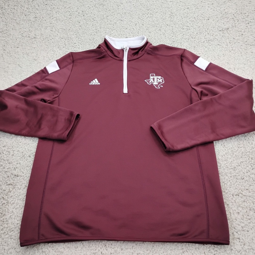 Texas A&M Aggies Jacket Womens Extra Large Red Adidas 1/4 Zip Sweater Logo A2